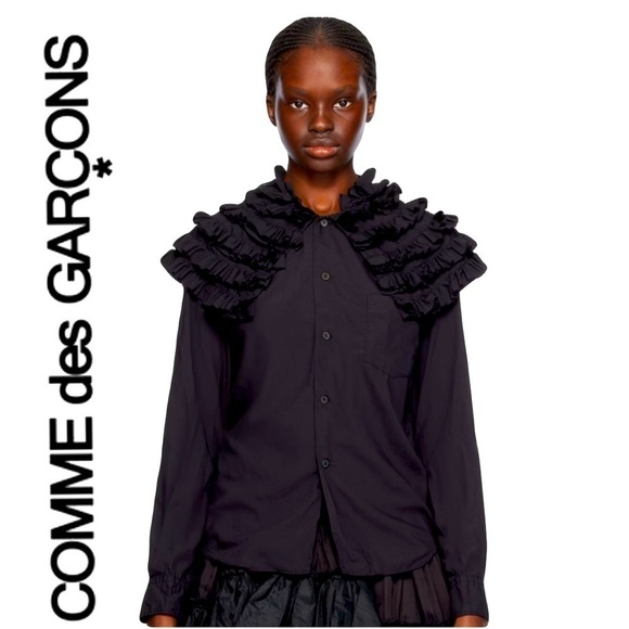 NWT COMME DES GARÇONS COMME DES GARÇONS  Black Ruffled Shirt SZ Med - Picture 1 of 4